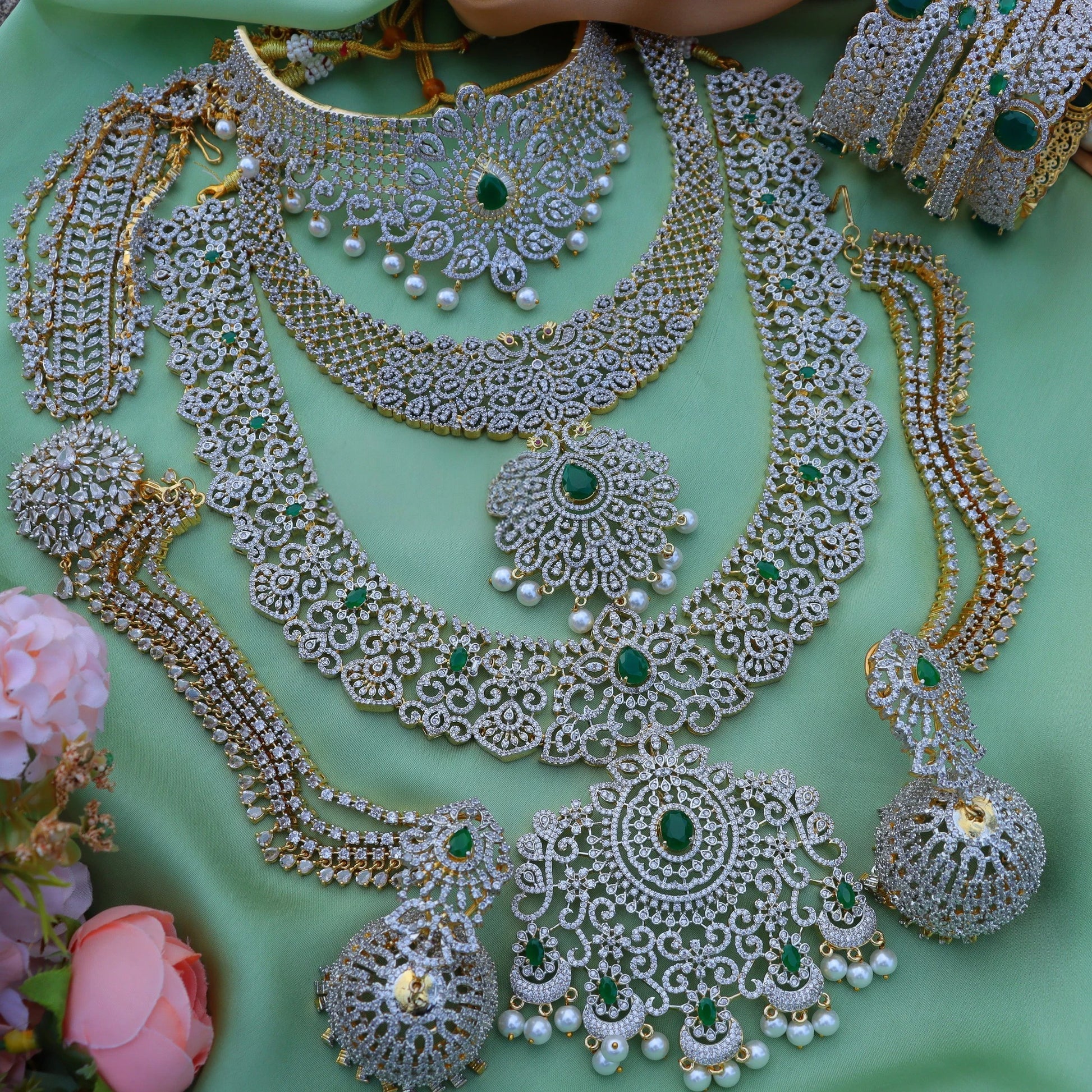 Green Stone Elite Chic Jewellery Sets