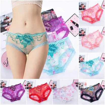 Antibacterial cotton panties with lace embroidery | Pack of 4