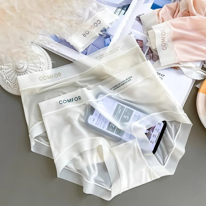 Ice Silk Ultra-Thin Breathable Seamless Womens Panties Multicolor (Pack of 3)