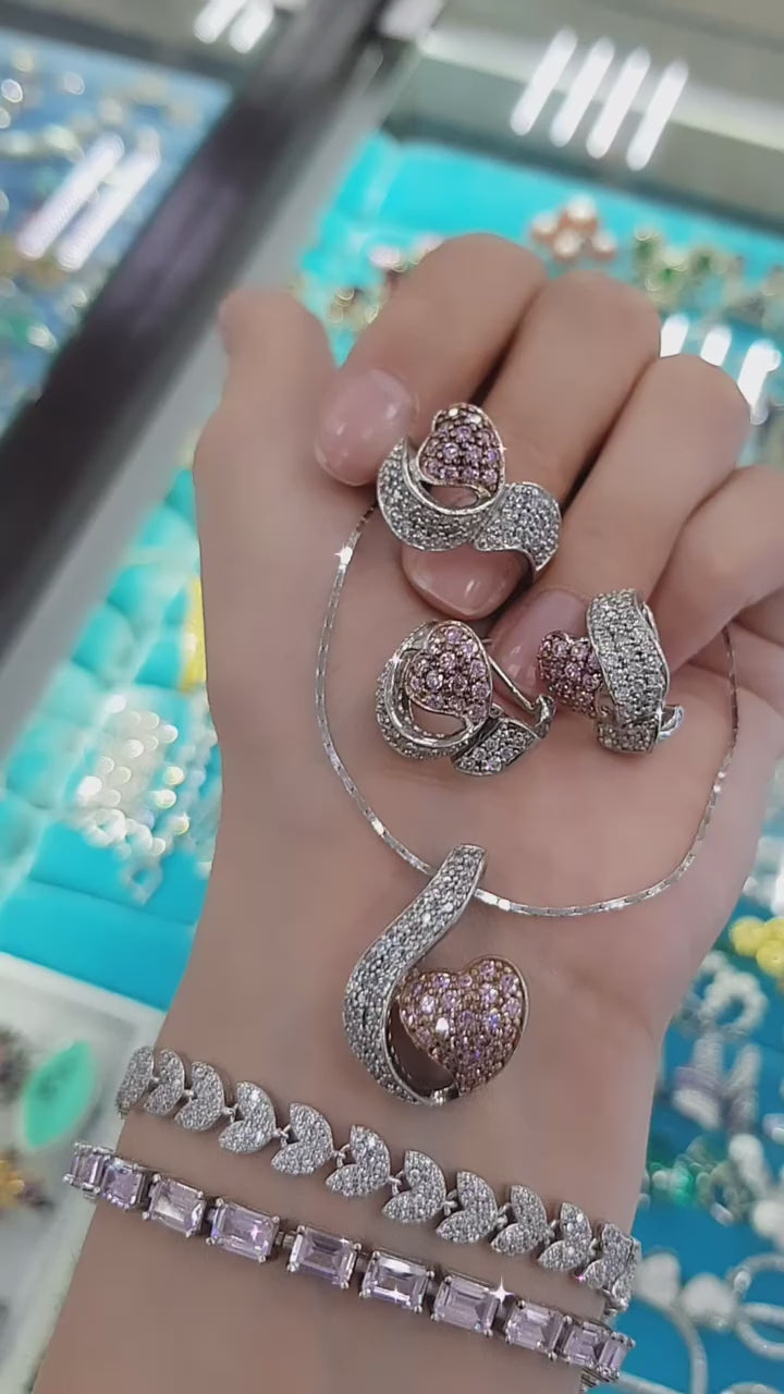 American Diamond Style Necklace Earrings Bracelet Tikka